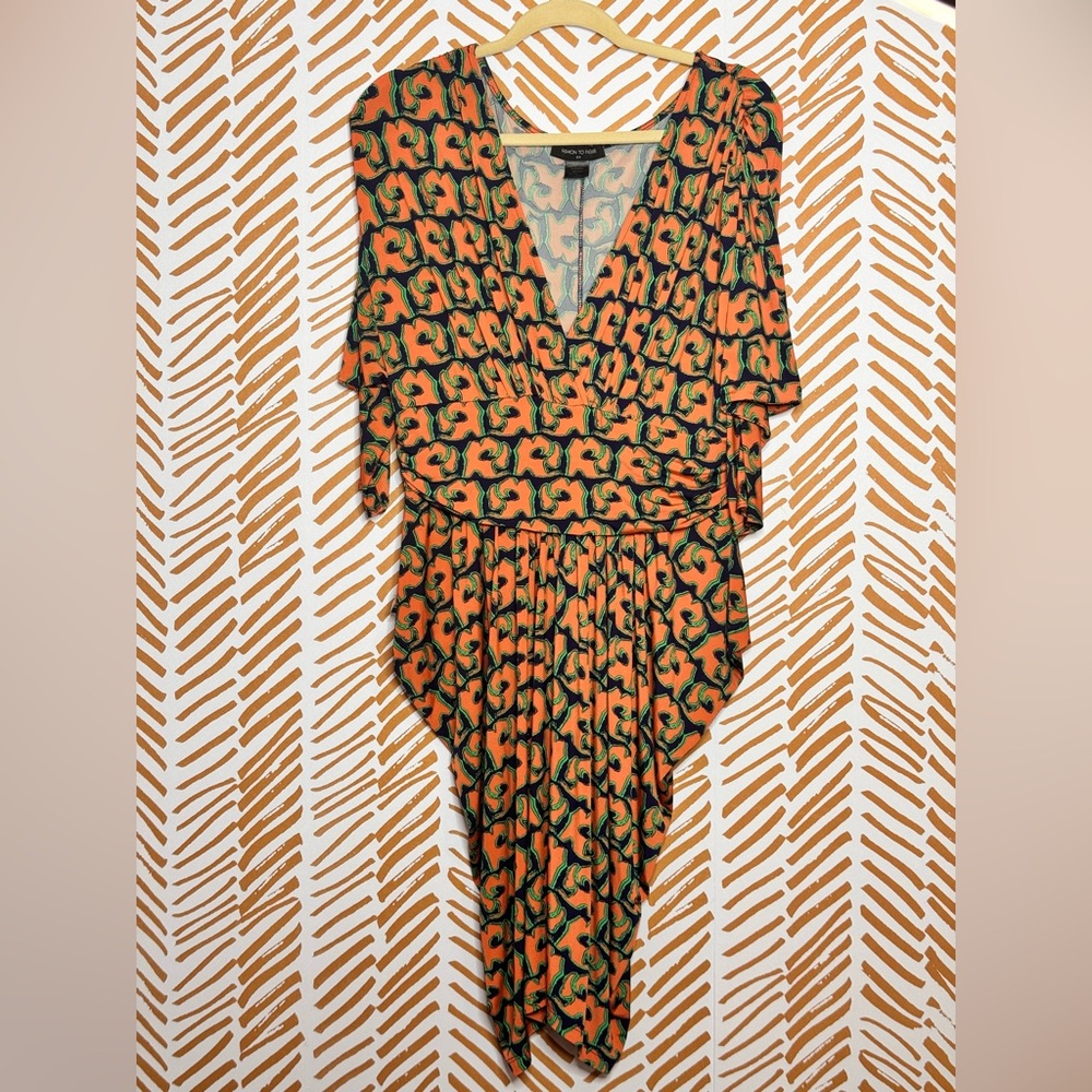 BOLD Fashion to Figure Orange and Black Midi Dress